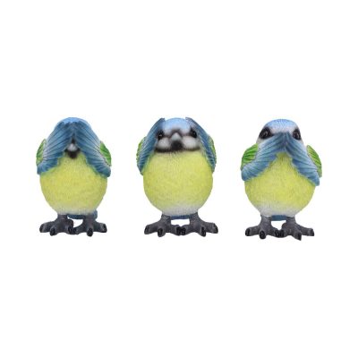 Three Wise Blue Tits 8cm
