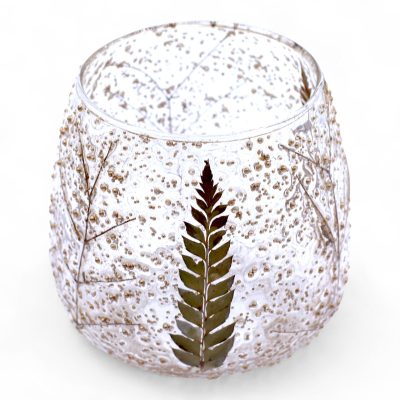 Natural Floral Glass - Straight Candle Holder -  Pino - (10x9cm)
