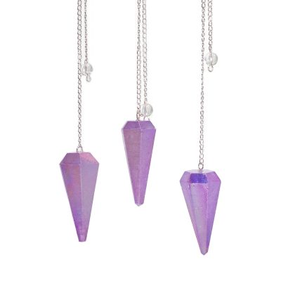 Six Sided Pendulum - Aurora Crystal Purple - 4cm
