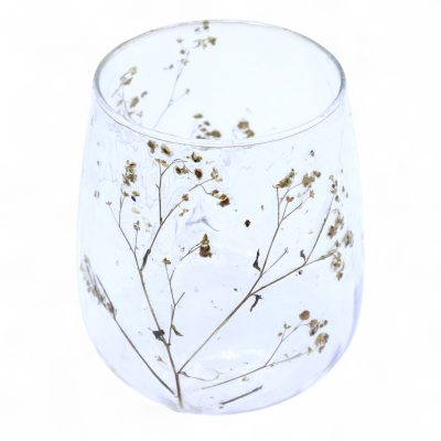 Natural Floral Glass - Vase Candle Holder - Margarita  - (12x11cm)