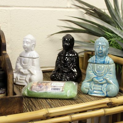 Sitting Buddha Oil Burner - Blue