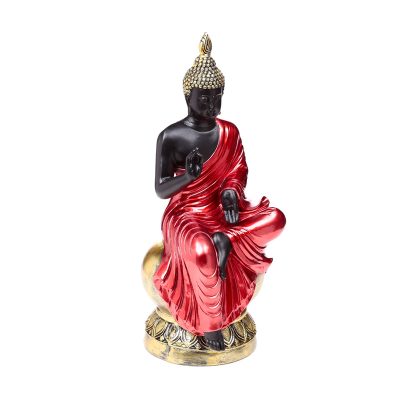 Decorative Thai Buddha Figurine - Red, Black & Gold Enlightenment