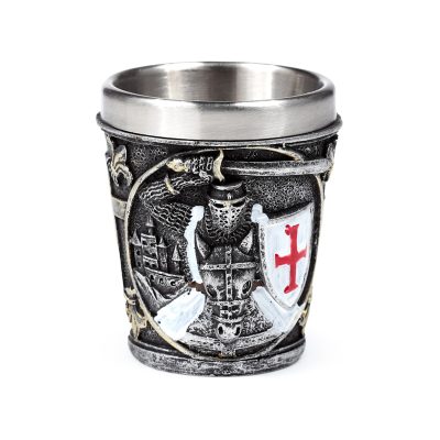 Decorative Shot Glass - Medieval Knight with White & Red Shield