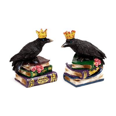 Decorative Ornament - Crow Wearing Crown Standing on Books